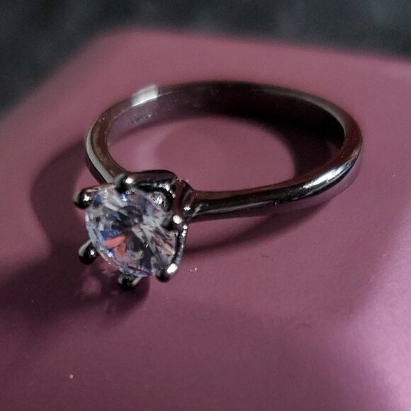 Joanie  Ring 1k CZ Solitaire Engagment Ring - Black Gold - NEW SIZES - Picture 2 of 7